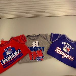 3 NY Rangers Onesies, Size 18 Months